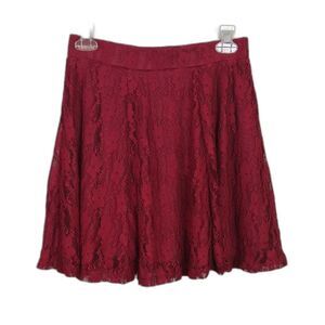 Sociology Dark Red Lace Skater Mini Skirt Lined Women's M NWT